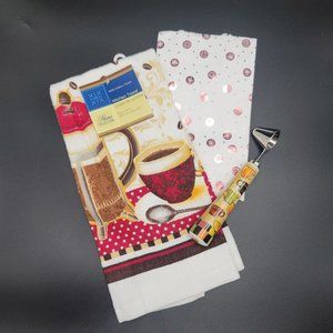 Coffee Lovers Gift Bundle Three Piece Towel Scoop Gift Bag Station Nook Set